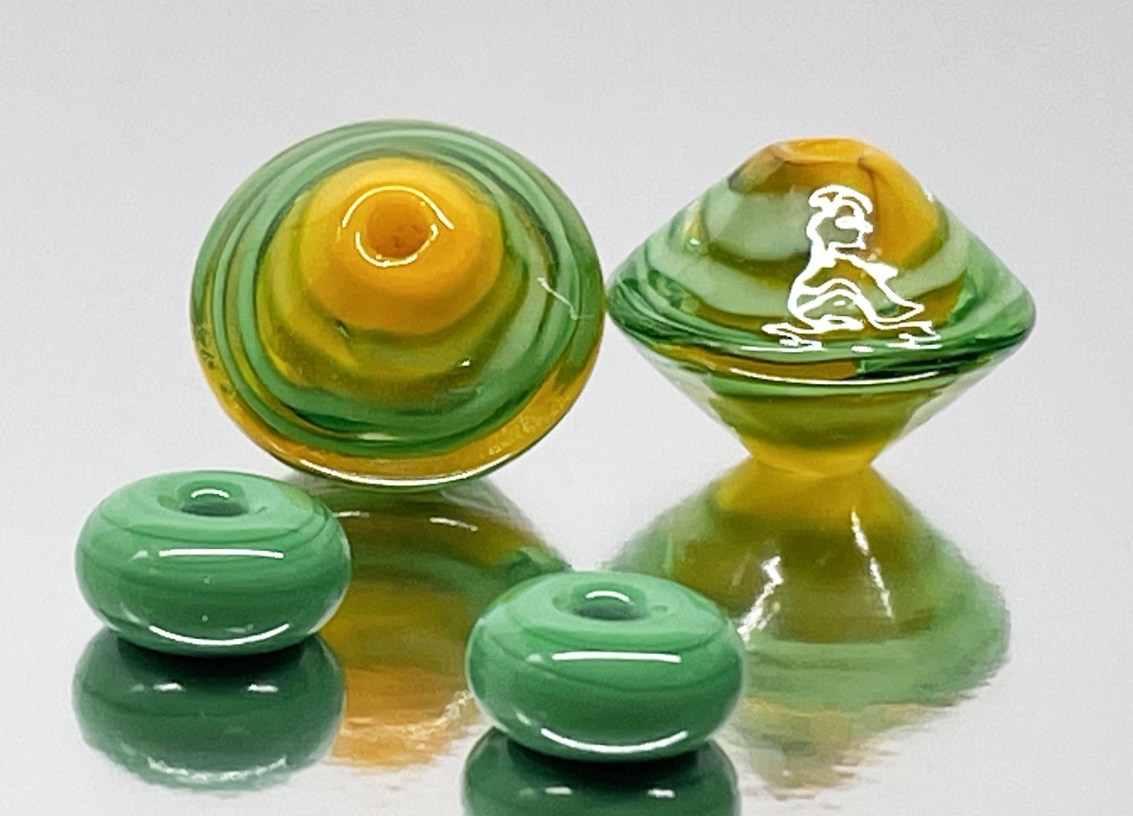 Handmade Lampwork Glass Beads From Murano Tamara Yarilo Brand 4 Pcs