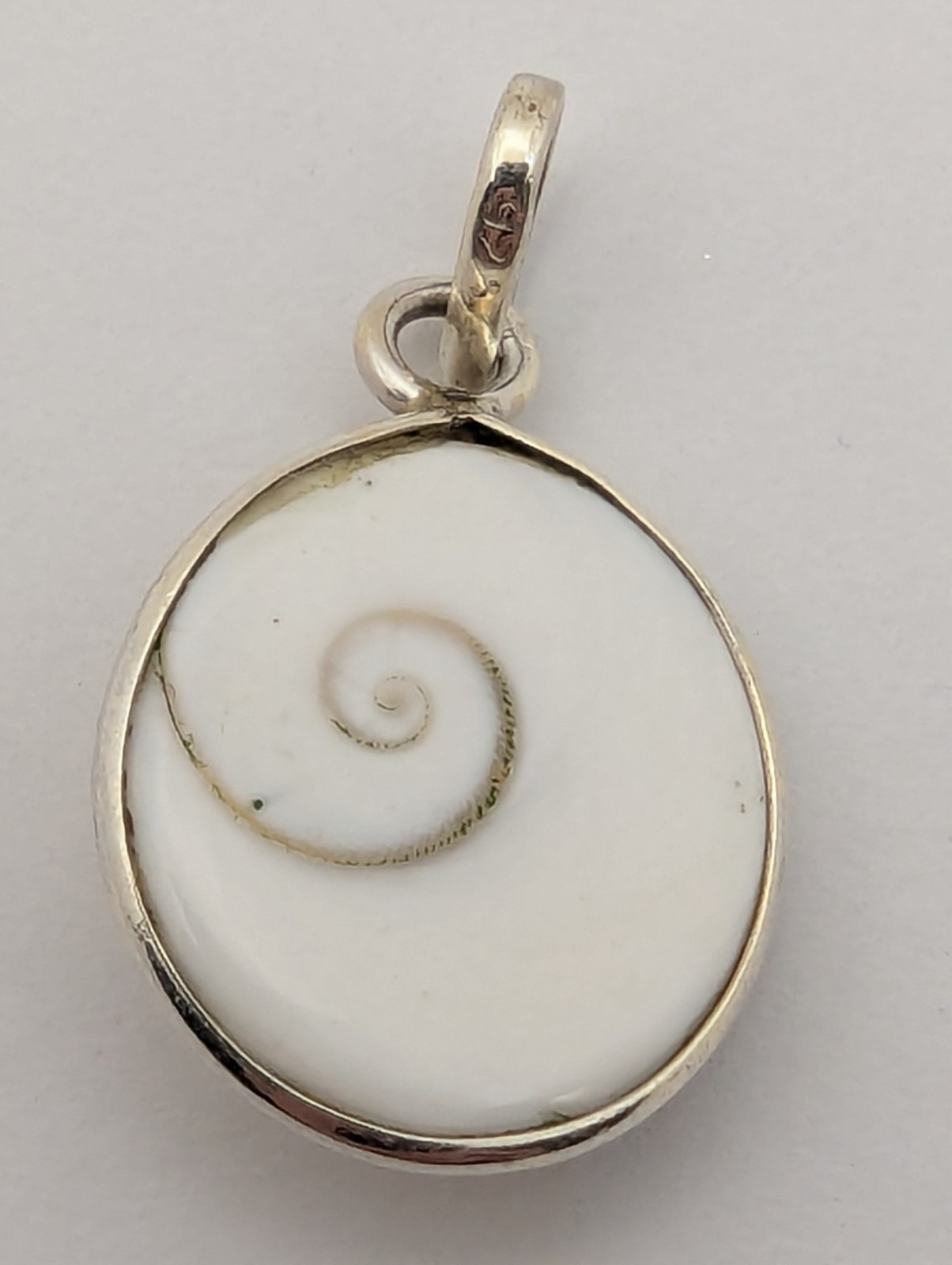 925 STERLING SILVER PENDANT With SHIVA EYE SHELL Natural Spiral Design 3.2 Grams