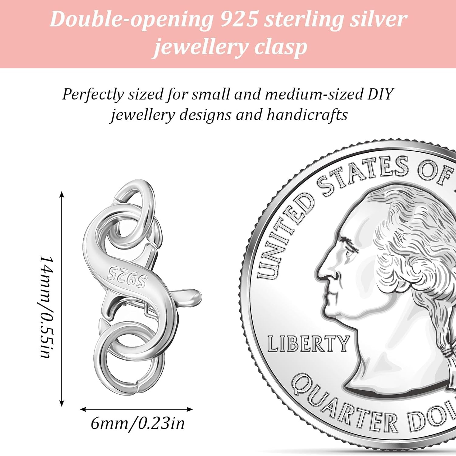 925 Sterling Silver Clasp Double Opening Lobster Claw Clasps Necklace