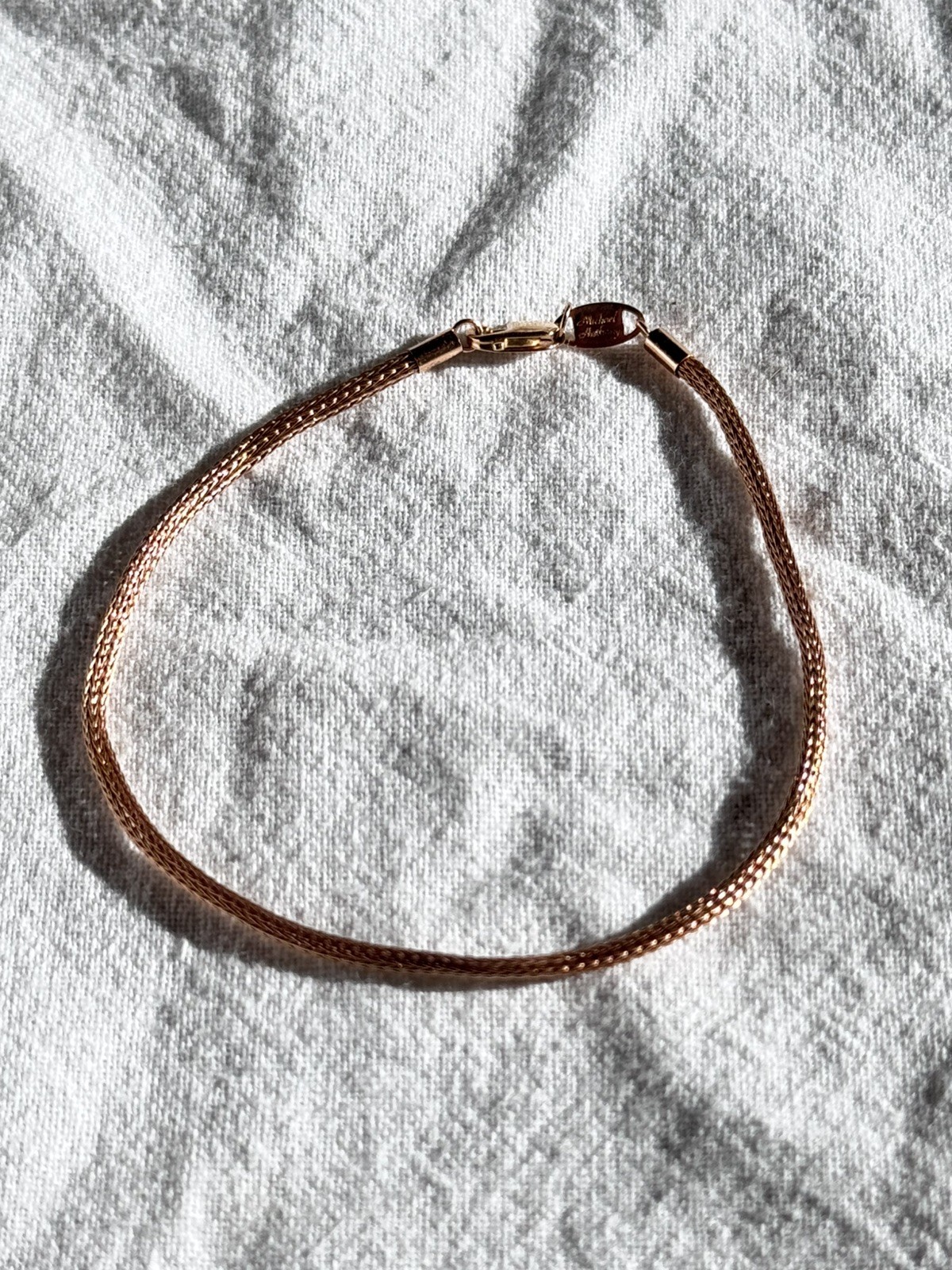 MICHAEL ANTHONY Vintage 14K Rose Gold Woven Foxtail Chain Bracelet 7.5 Inch