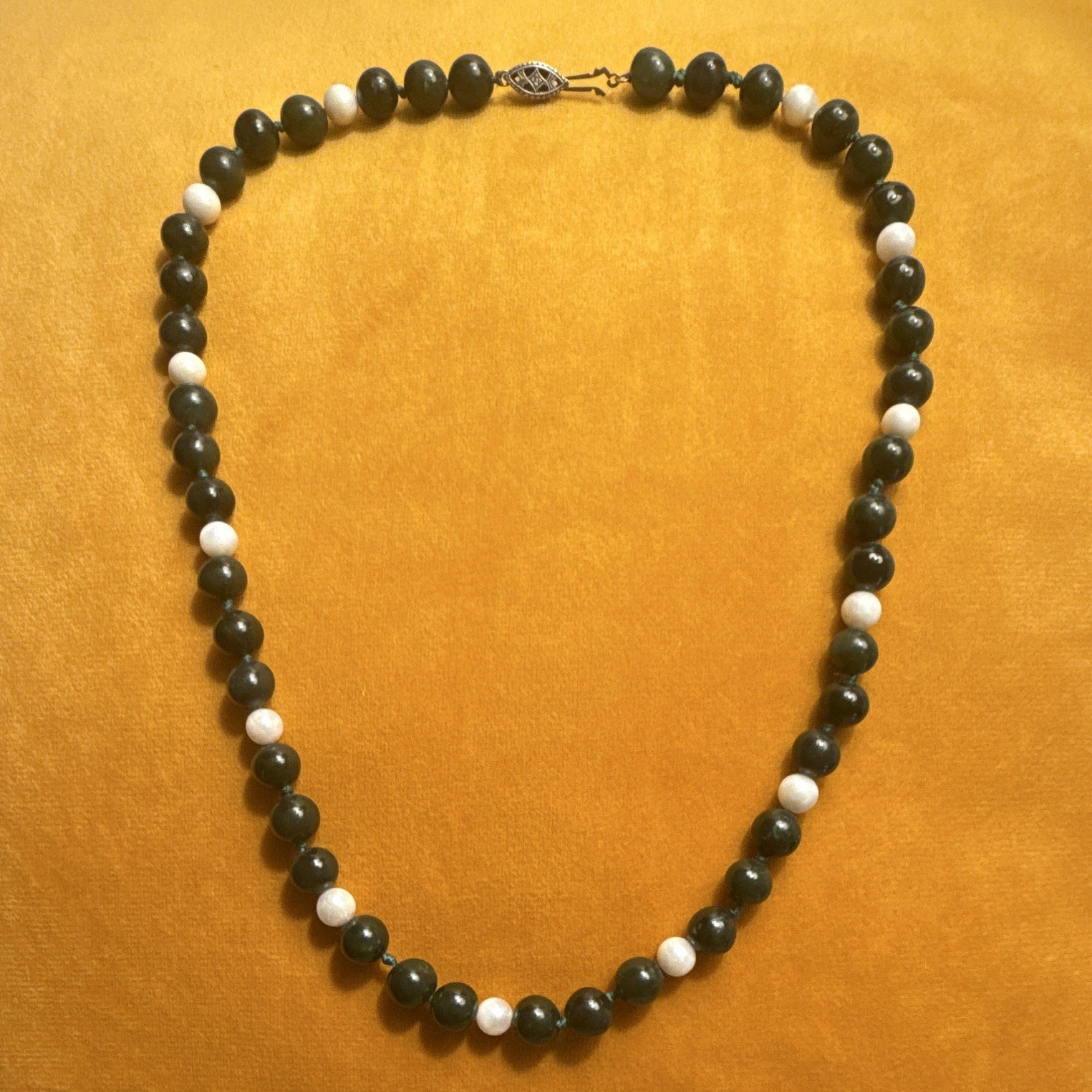 Signed 925 Sterling Silver Tourmaline and Fresh Water Pearl Necklace