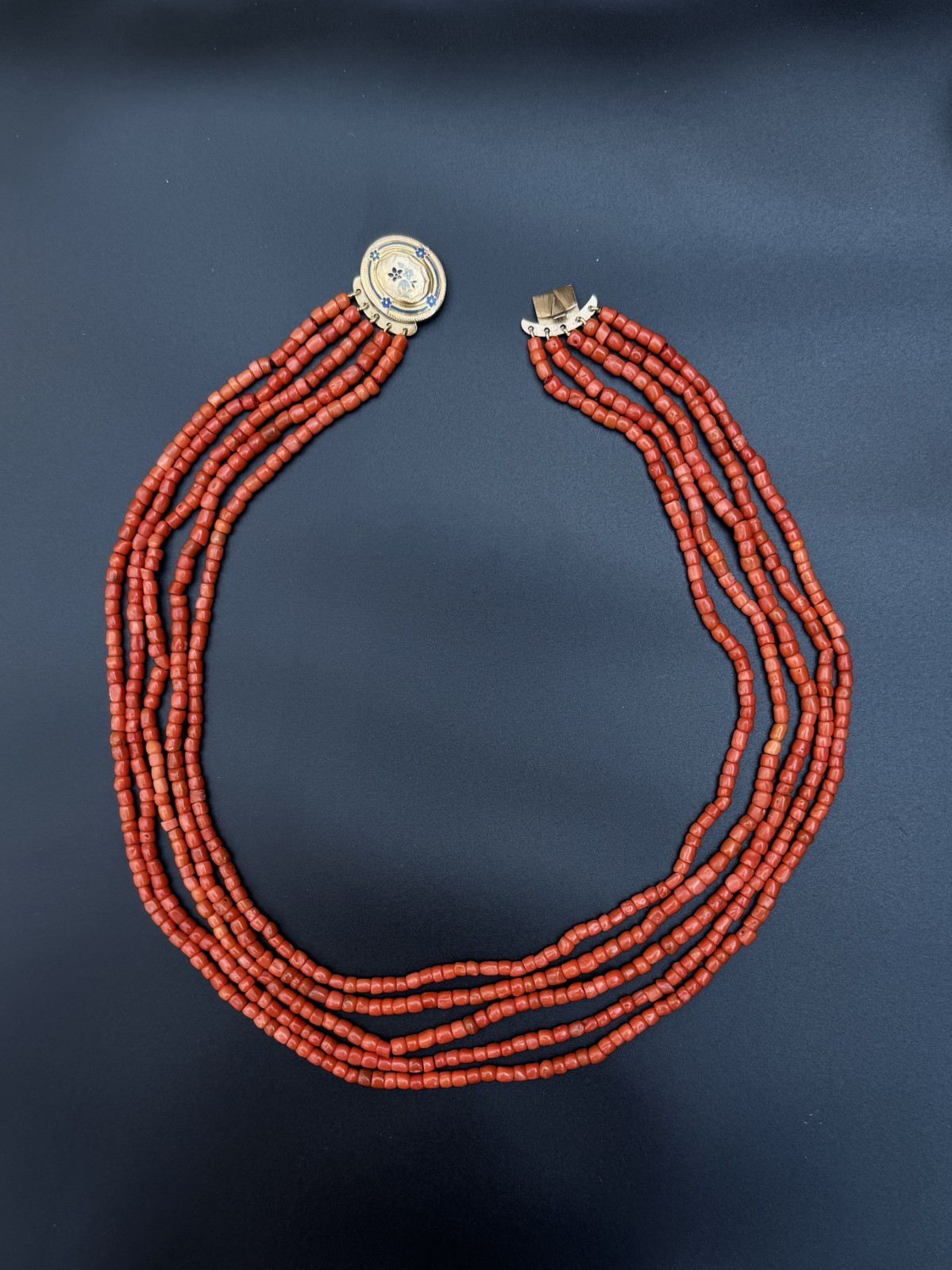 Napoleon Era 18kt Yellow Gold Multi Thread Red Coral Necklace