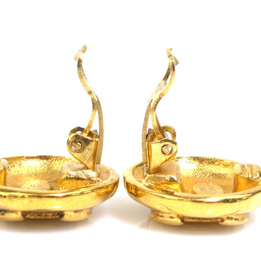 Auth CHANEL Vintage CC Logo Earrings Gold Metal – e62014i