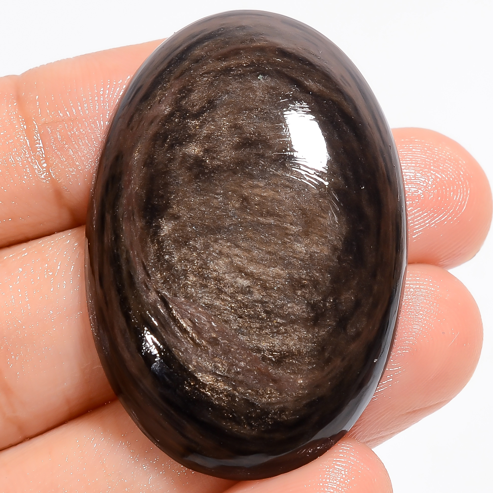 Natural Golden Rainbow Obsidian Oval Cabochon Gemstone 55.5 Ct 41X27X7mm EE48340