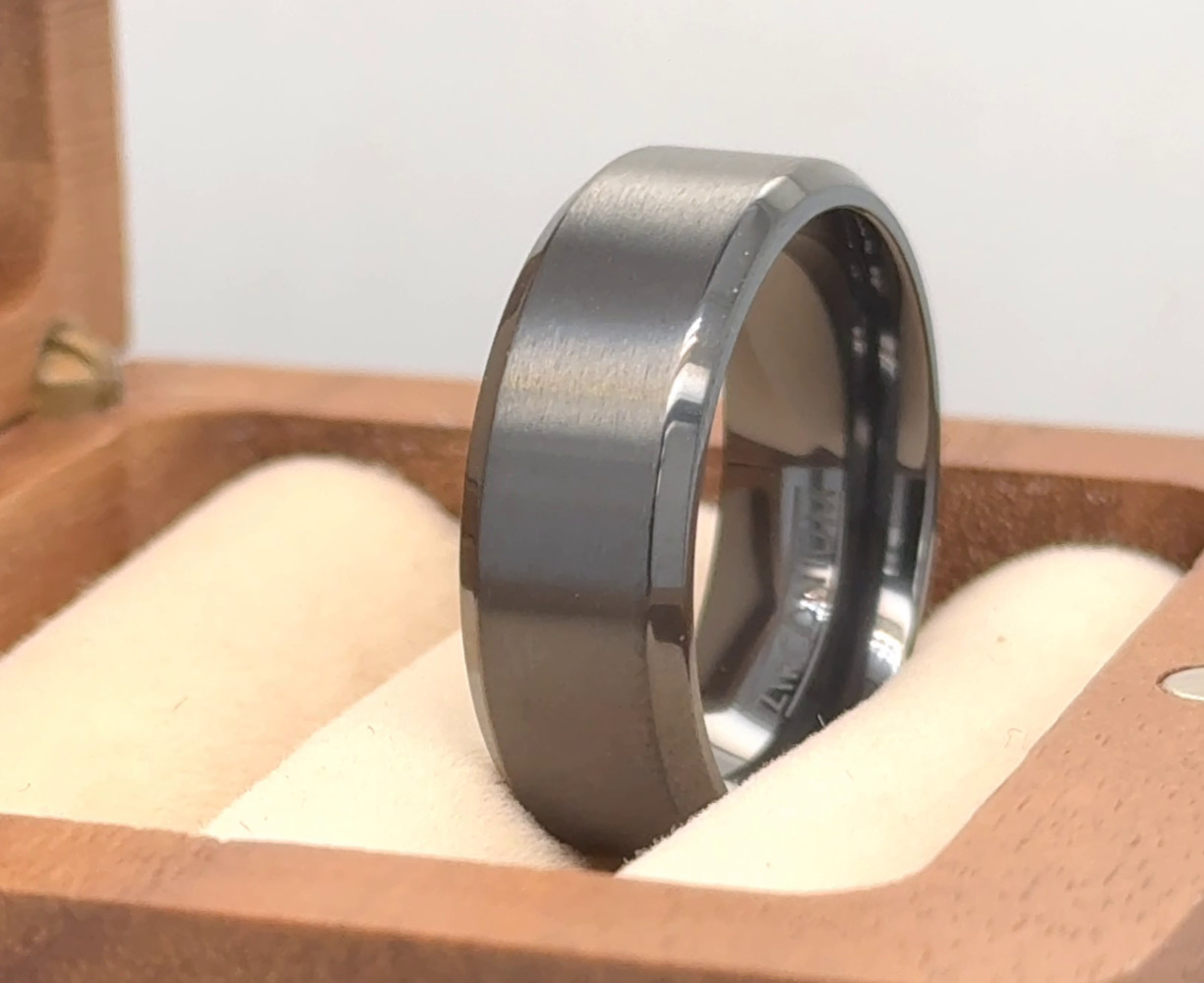 Gentleman Style Matt Finish Polished Band Black Zirconium Turkey Day Gift Ring