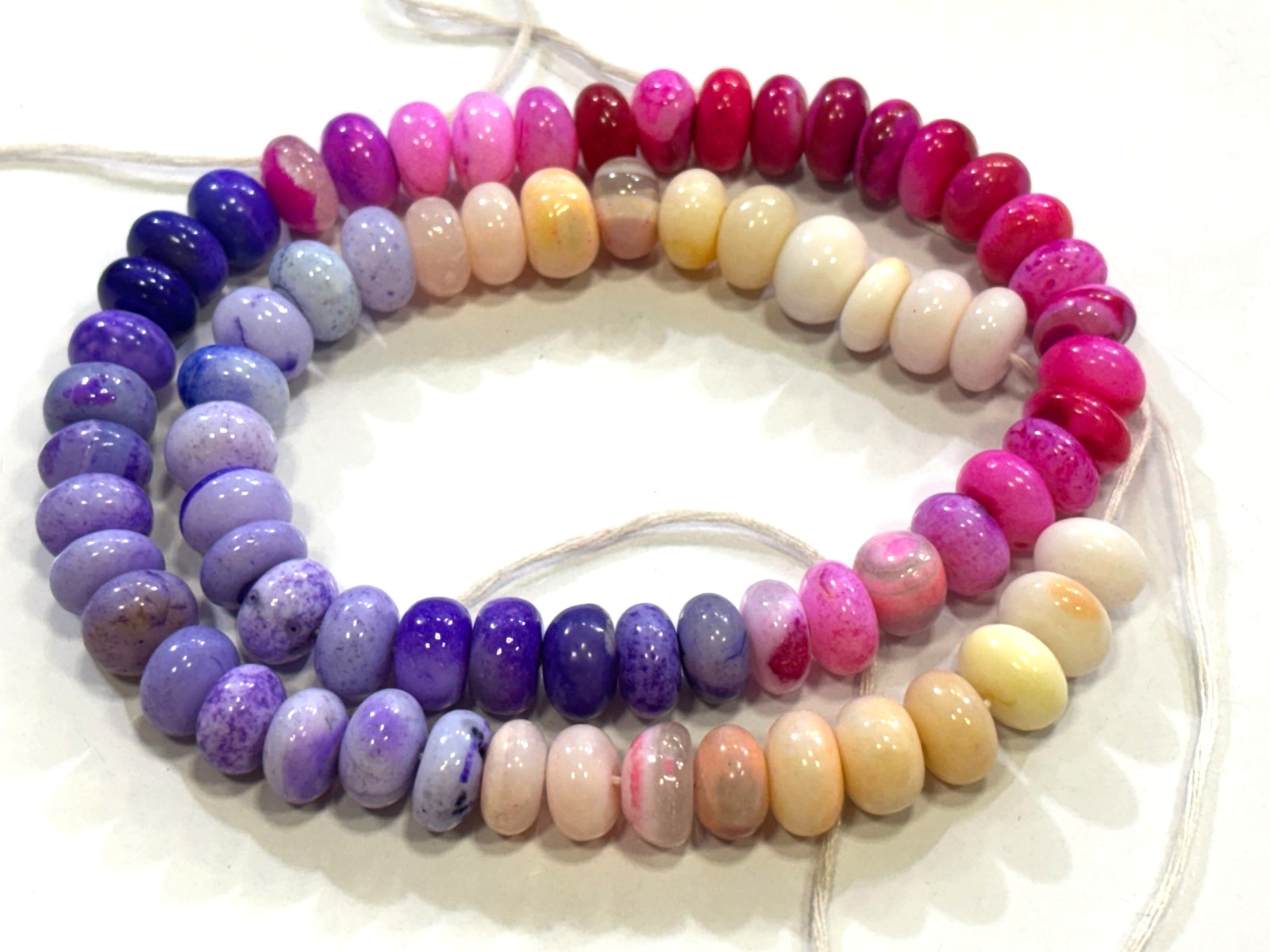MULTI OPAL BEADS ROUNDELLE 9-10MM SMOOTH GEMSTONE 16 INCH NECKLACE