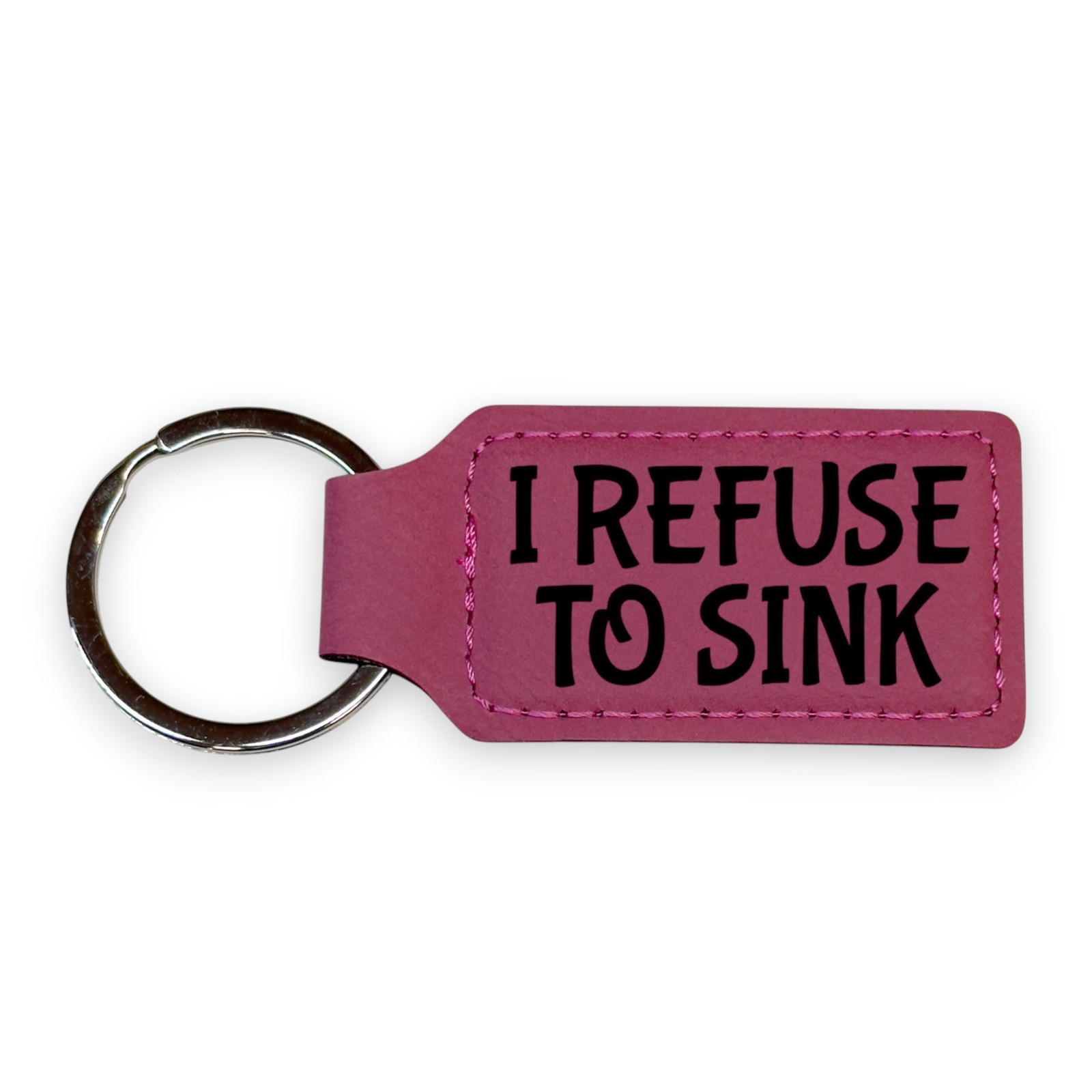 Keychain – Rectangle – I refuse to Sink – Leather