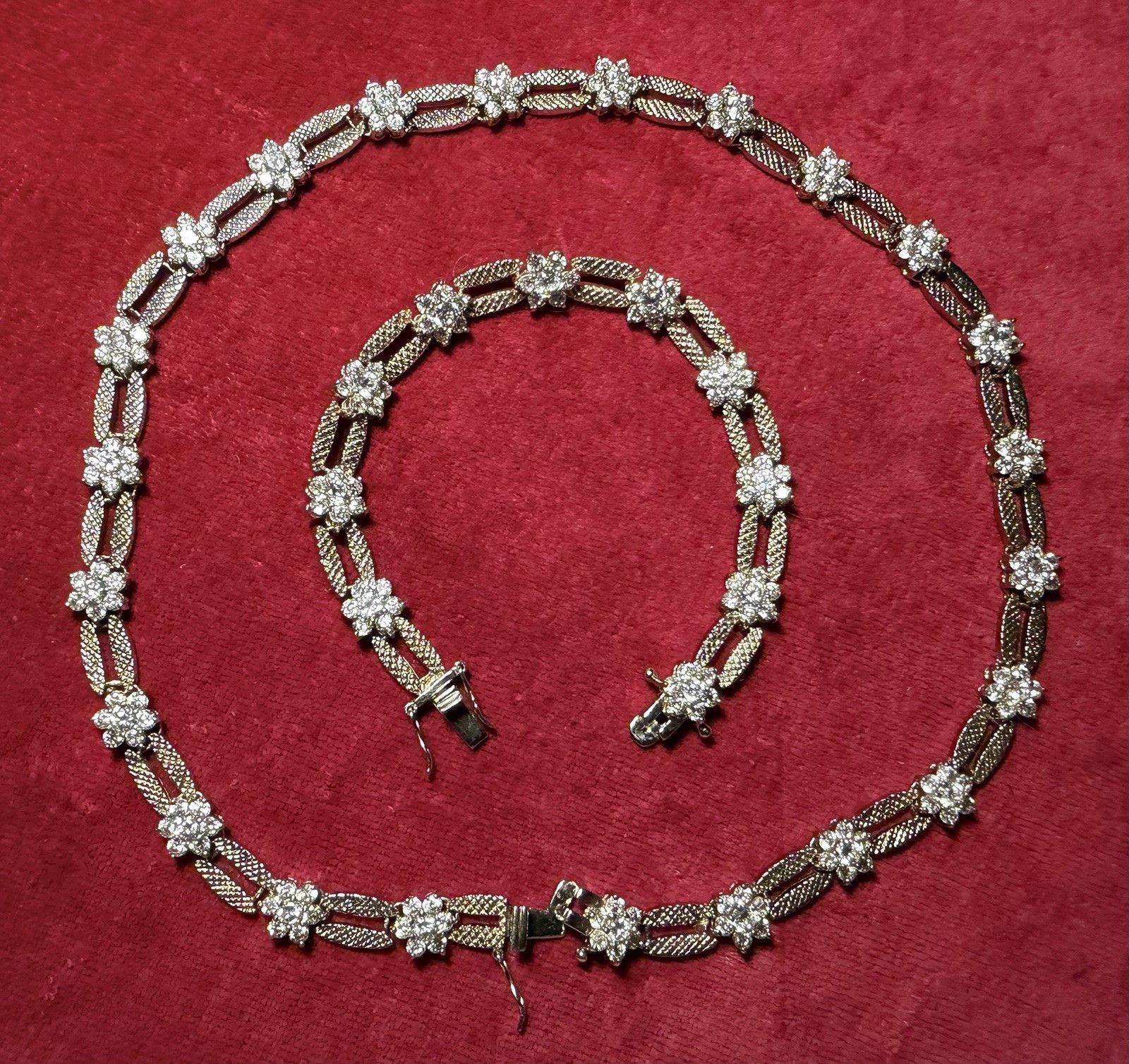 NLH 925 Sterling Silver and Zirconia Necklace And Bracelet Floral Design Set