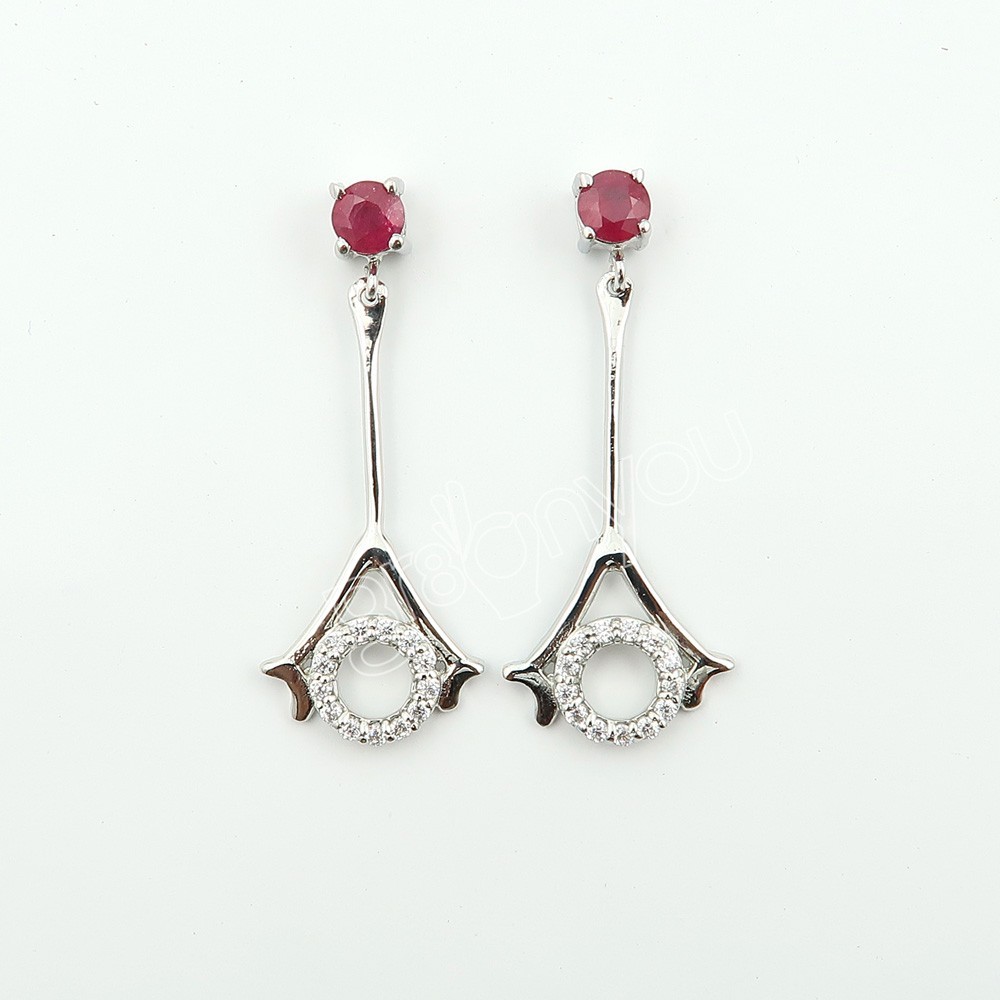 gr8onyou beautiful long earrings with real RUBY in 925 silver hallmarked