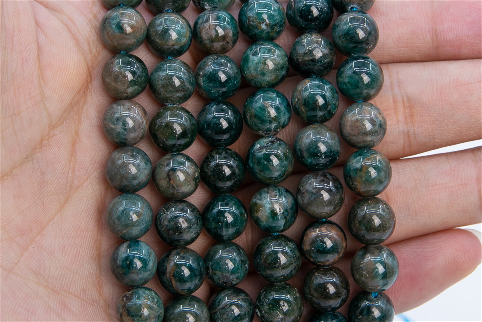 10MM Genuine Natural Brown Blue Green Apatite Beads B Round Loose Beads 7.5″