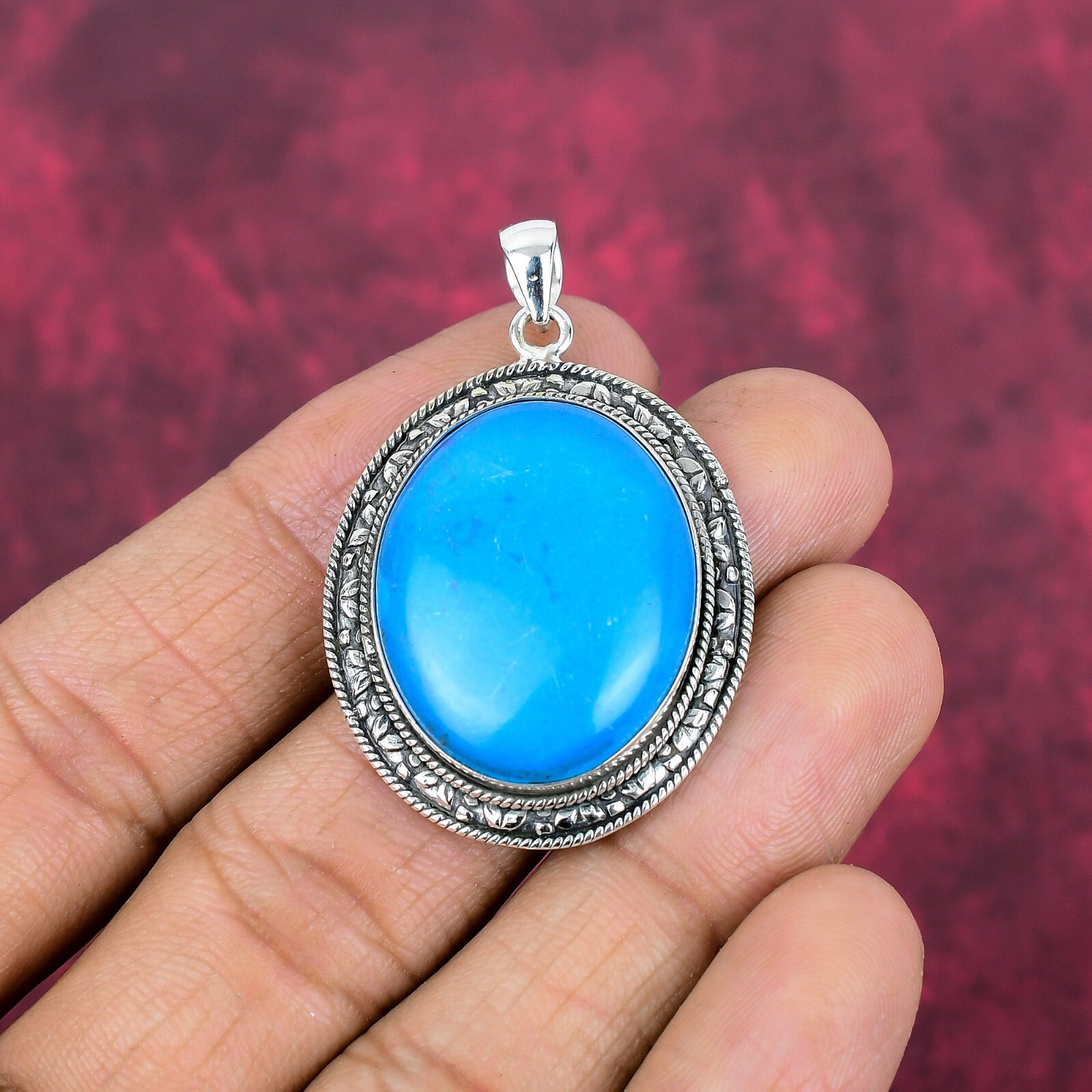 Sleeping Beauty Turquoise Gemstone Handmade 925 Silver Everyday Pendant Jewelry