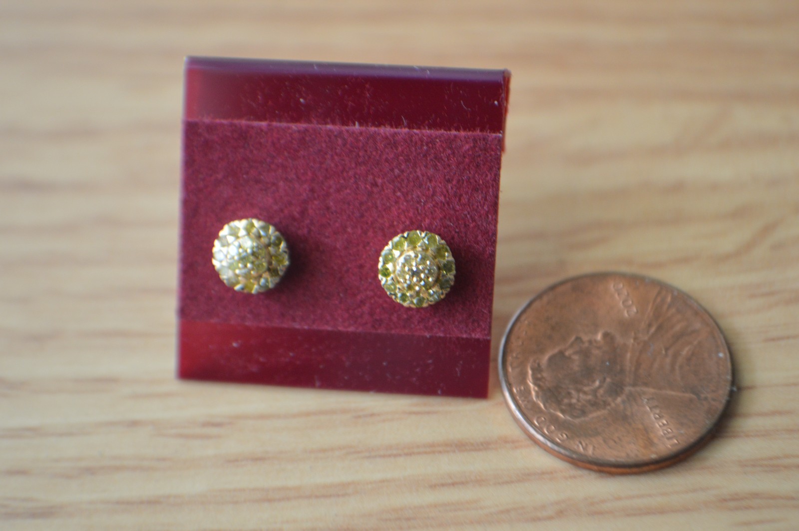 0.23ct Natural Yellow Diamond Earrings 18K Yellow Gold Plated over Fine Silver