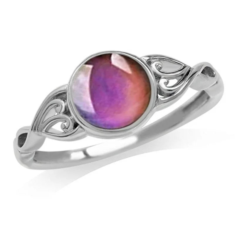 925 Silver Oval Mood Temperature Change Ring For Women Charm Wedding
