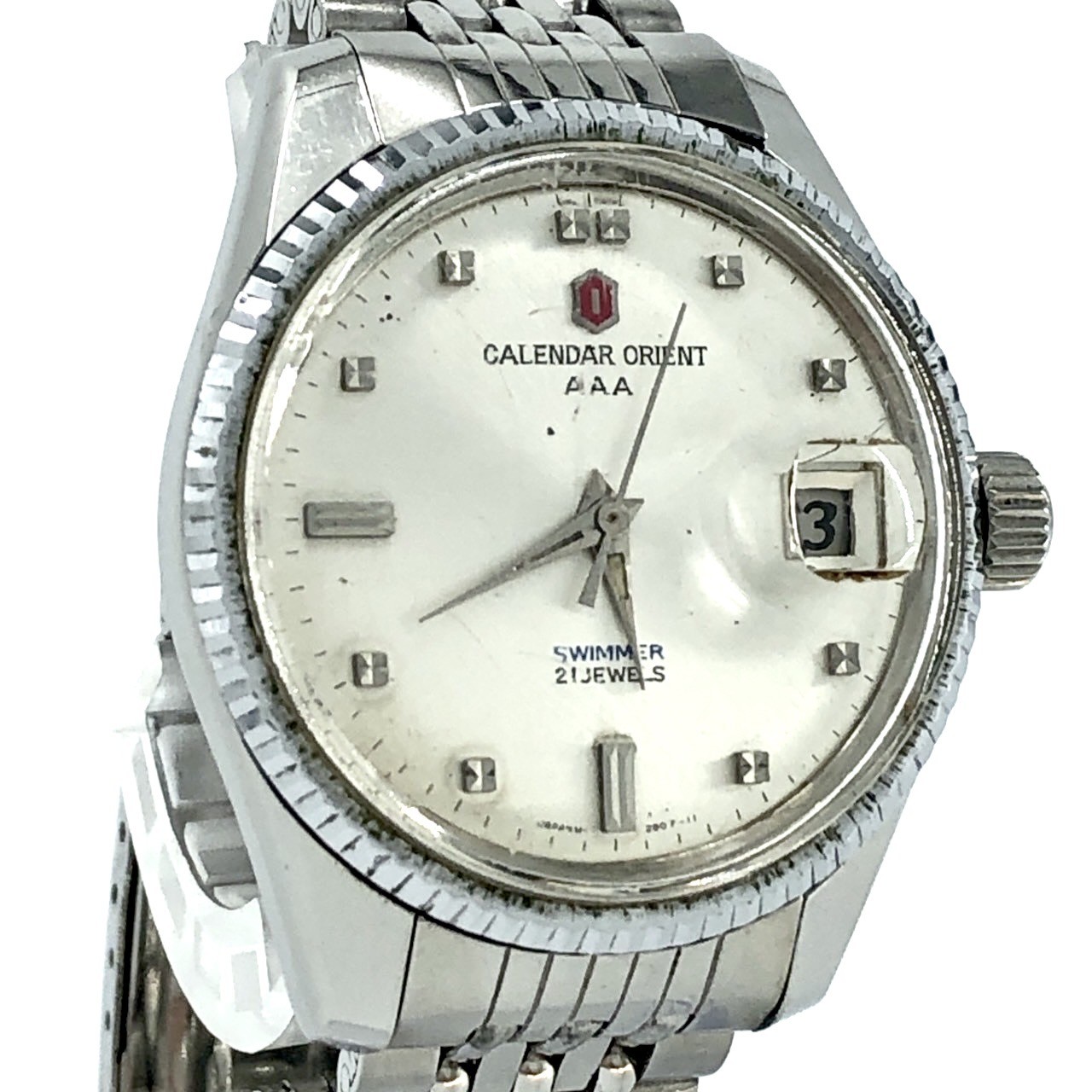 ORIENT CALENDAR AAA SWIMMER Automatic 21 Jewels Silver Dial Date Wristｗatch