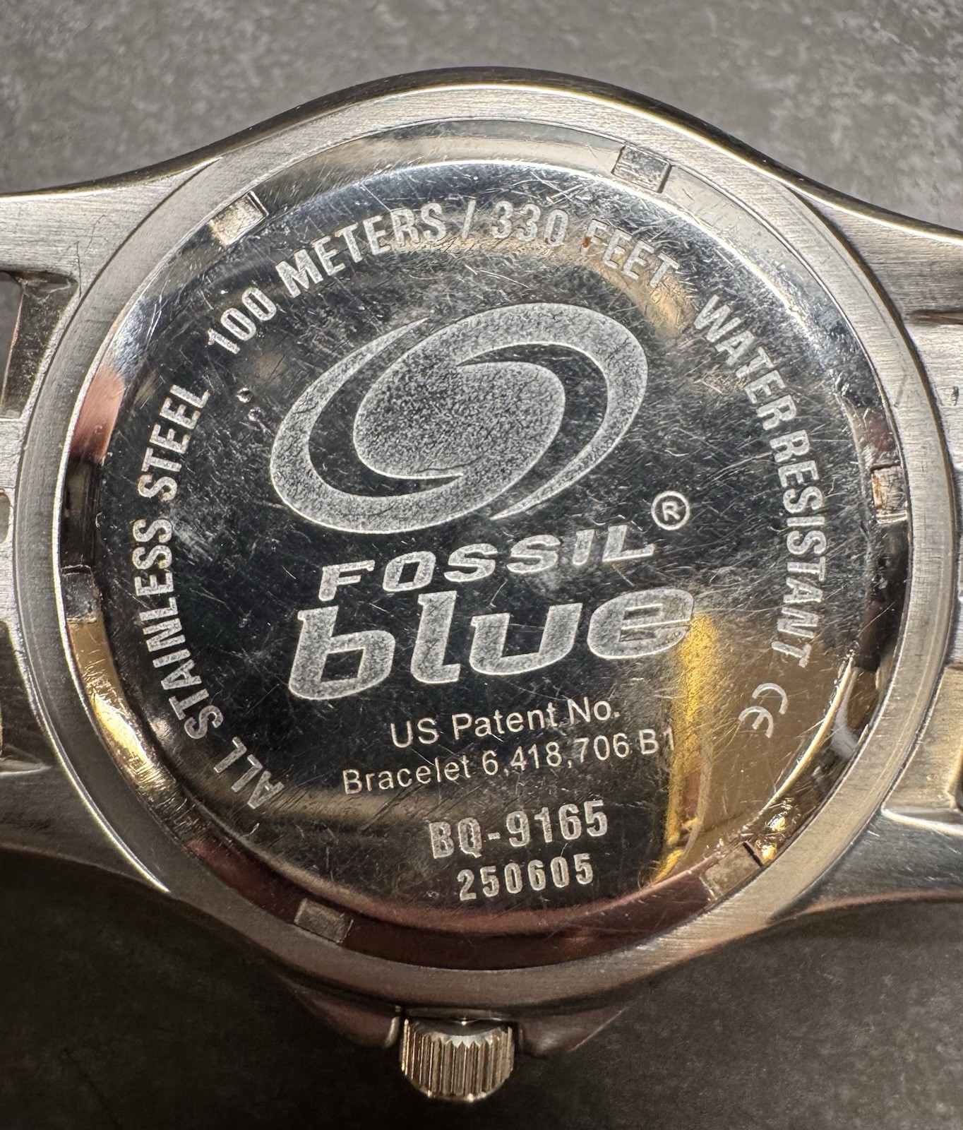 Fossil Blue BQ-9165 VTG Men’s Quartz Watch 100M Stainless Steel Silver/Blue Dial