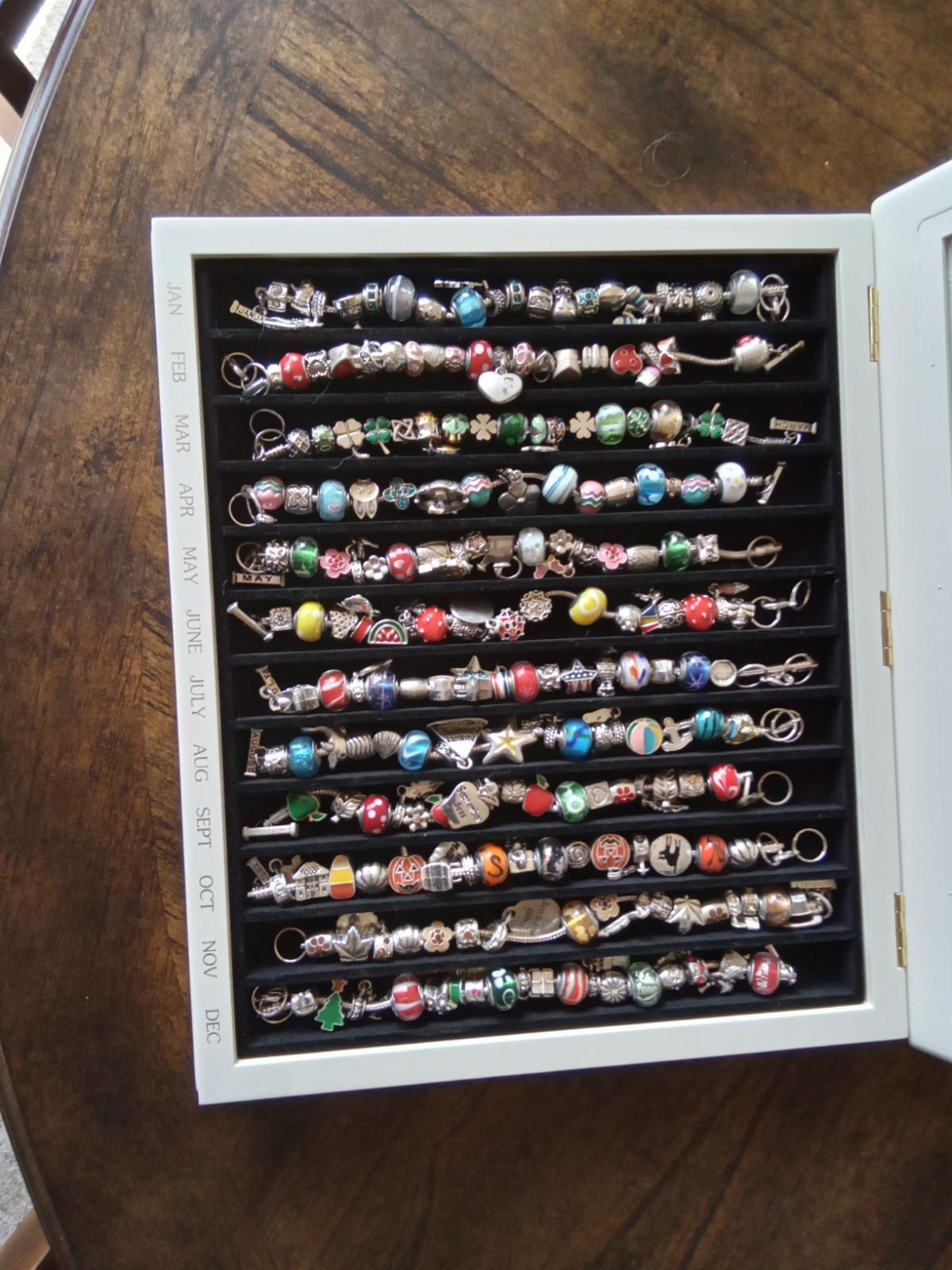 Willabee and Ward 12 Bracelet Set with Display Case (1)One Labled For Each Month