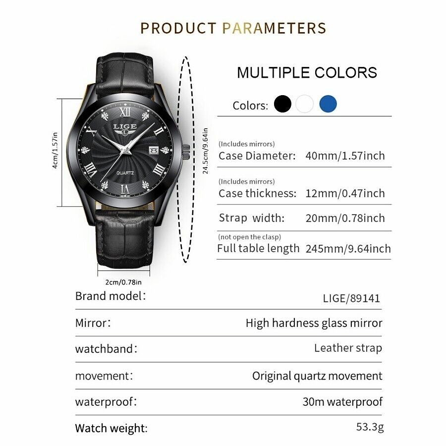 Men Watch Business Quartz Date Luminous Waterproof Classic Man Daily Wristwatch