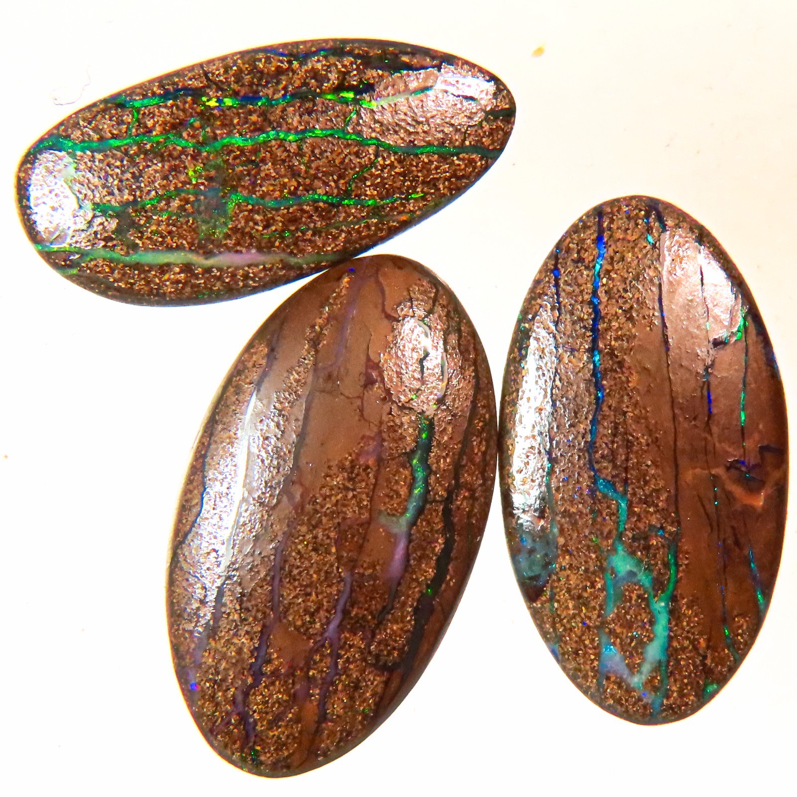 31.7c LUCKY AUSSIE 3x BOULDER OPAL GEMS POLISHED CABOCHON UNSET OCA19077