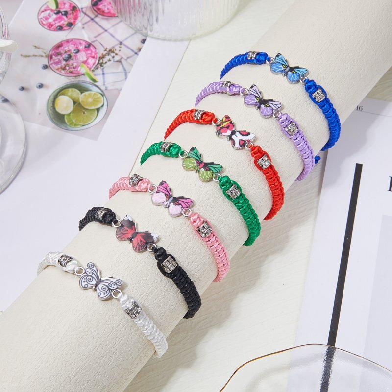 Fashion Braided Butterfly Rope Bracelet Adjustable Bangle Women Men Jewelry Gift