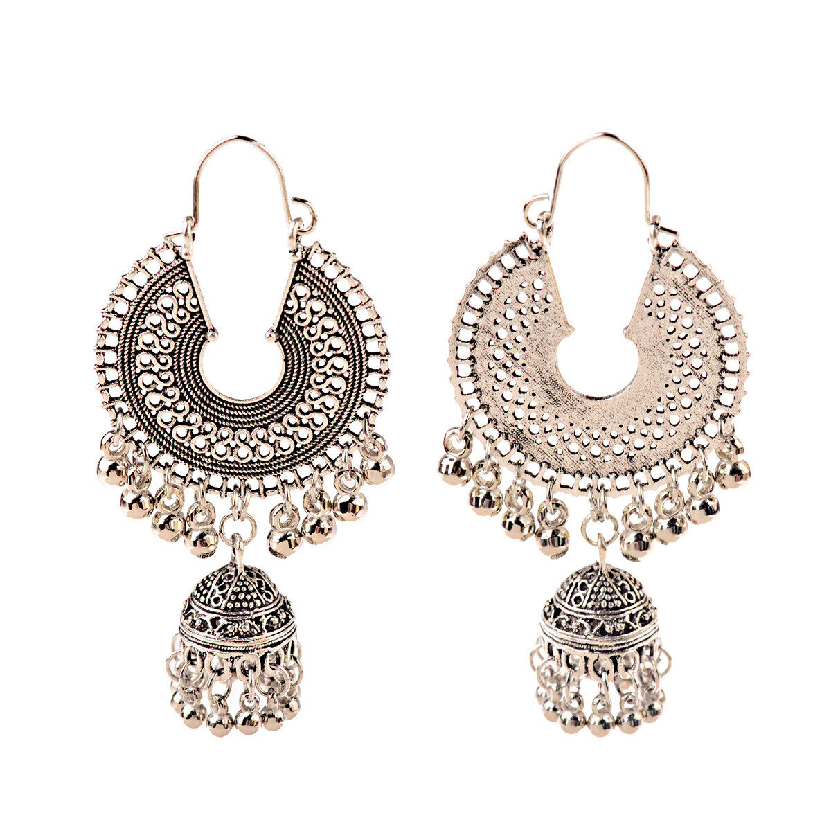 Fashion Women India jhumki Silver Bead Earrings Ornament Southeast Asia Style