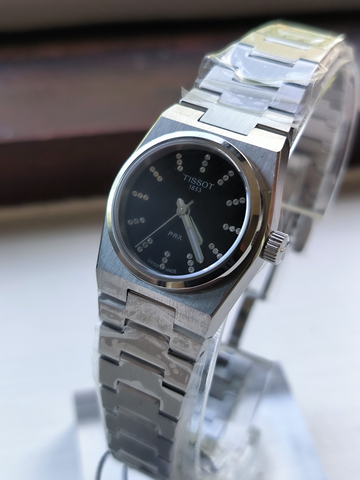 Tissot PRX, beautiful ladies black dial with diamond markers. Perfect gift