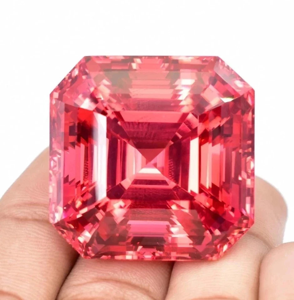 12.07 Ct+ Certified Natural Padparadscha Sapphire Asscher Cut Loose Gemstone A+