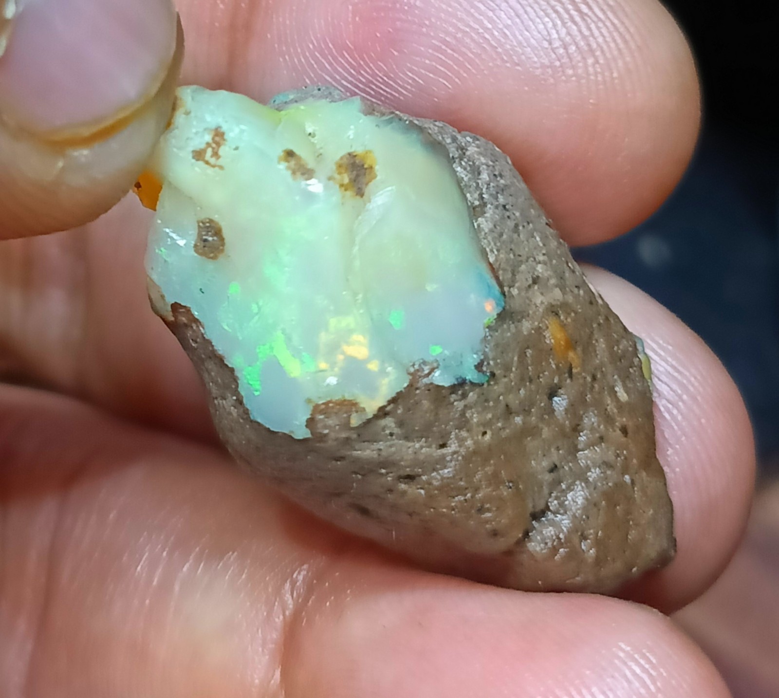 38 Carat, Natural Ethiopian Opal Raw Rough, Multi Flash Gemstone.