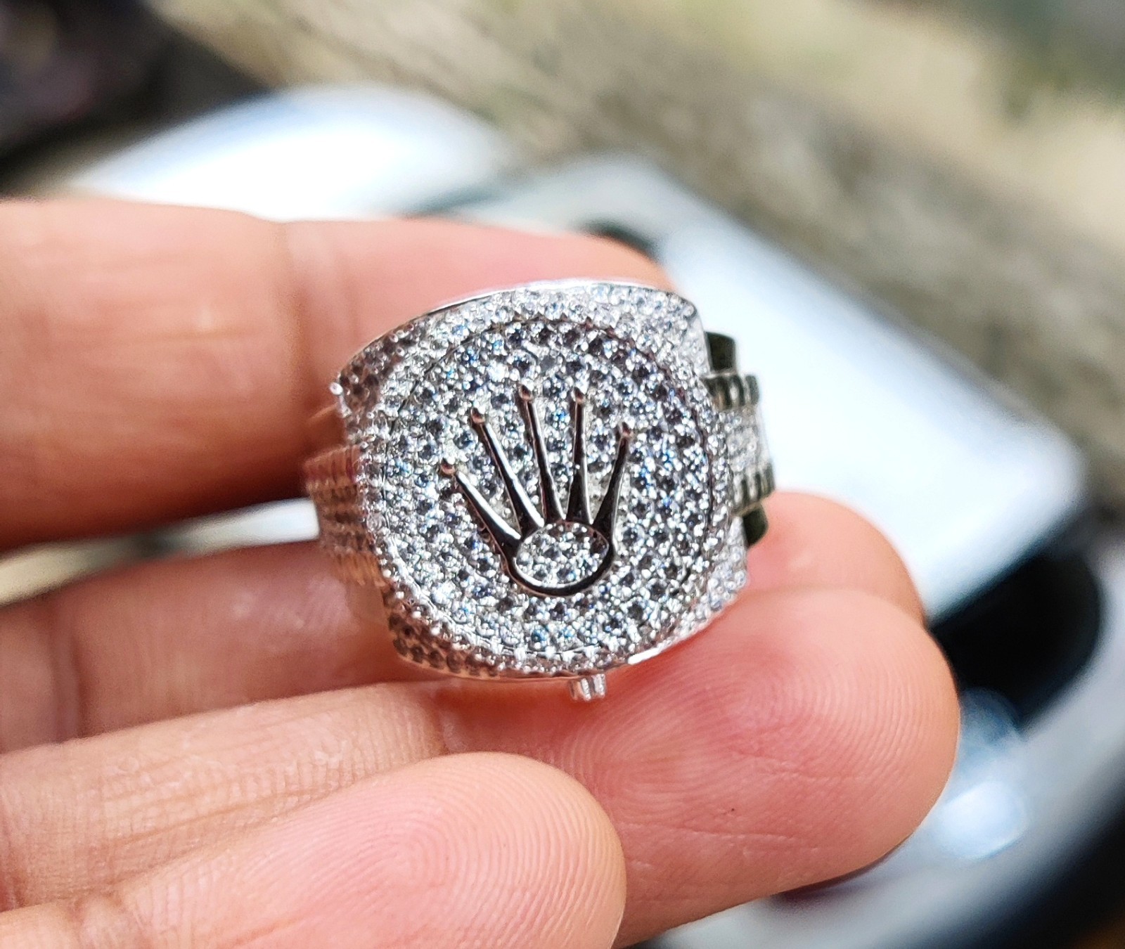 2.80Ct Lab-Created Diamond Cluster Men’s Engagement Ring 14K White Gold Plated