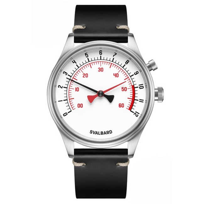 Svalbard TIME TRAVEL HX 17 Quartz Steel White Black Leather Men’s Watch
