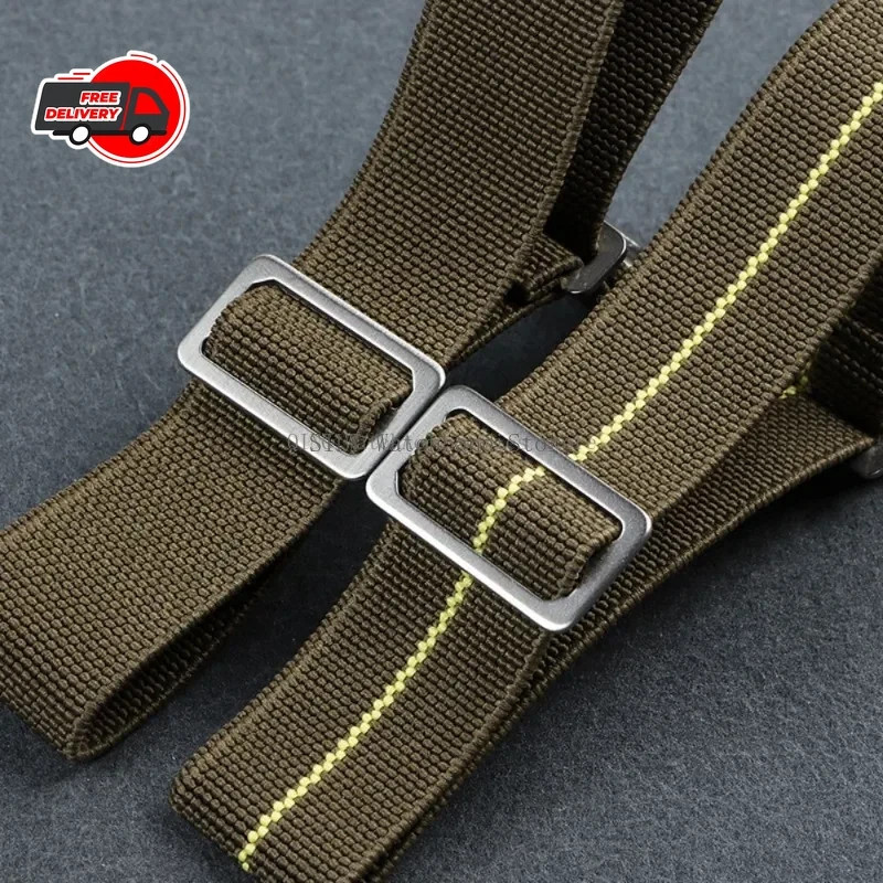 18/20/22mm Elastic Nylon Watch Band French Military Style Sport Strap Men Women