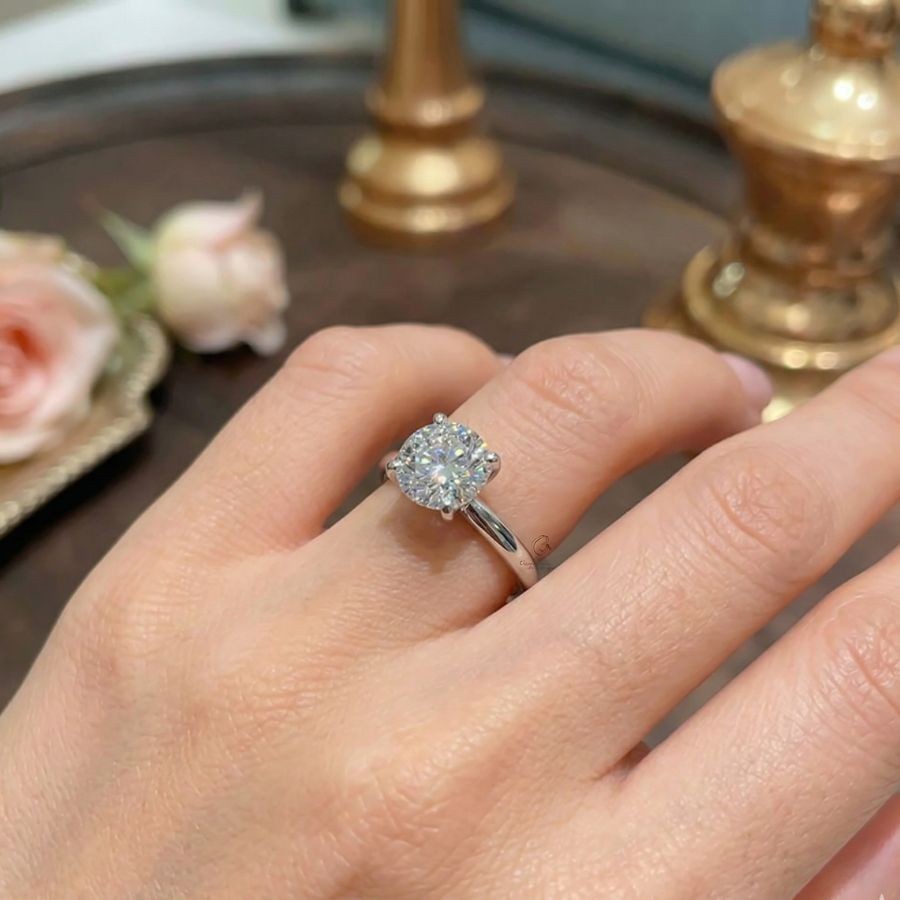 3.00Ct Round-Cut VS1 Lab Grown Diamond Wedding Engagement Ring 14k White Gold