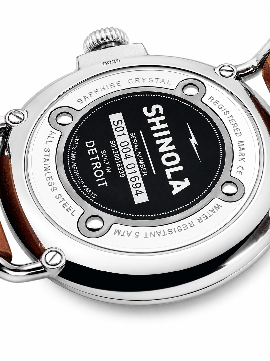 Shinola Runwell 47mm Argonite 1069 Small Seconds Watch Brown Leather Strap New