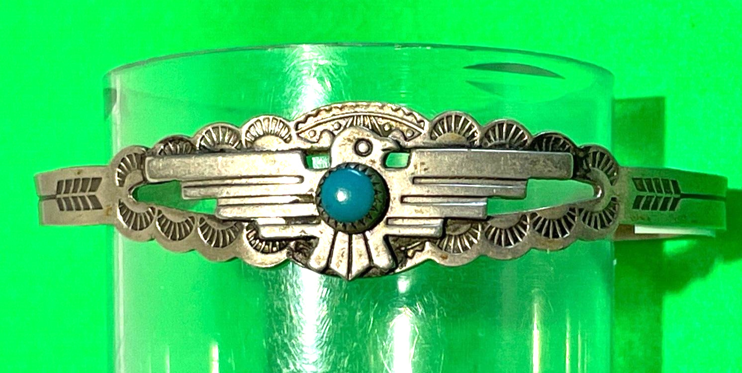 Vint. American Indian Nickle Silver bell Bangle 1940’s-50’s ~ Broken