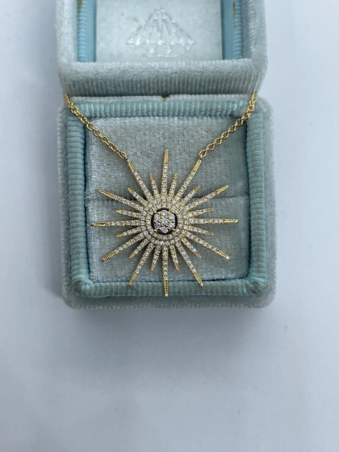 2.30Ct Round Cut Lab Created Diamond Sunburst Pendant 14K Yellow Gold Plated