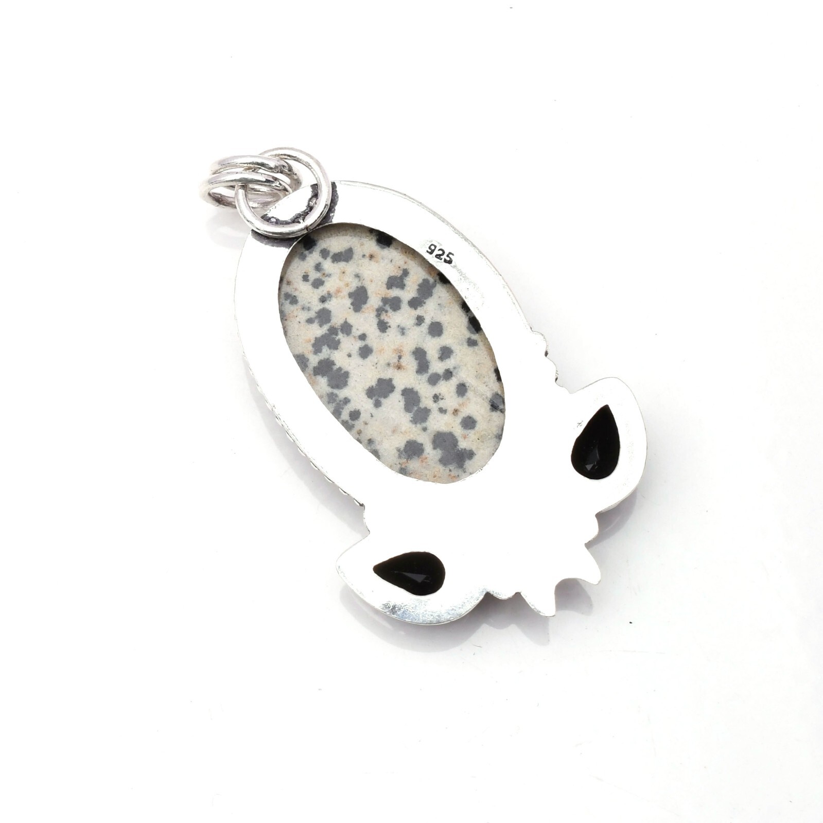 Dalmation Gemstone 925 Sterling Silver Handmade Jewelry Pendant 1.97″
