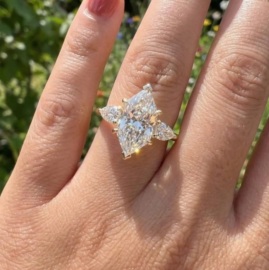 2.50Ct Marquise Cut Moissanite engagement wedding ring design 14k yellow gold fn