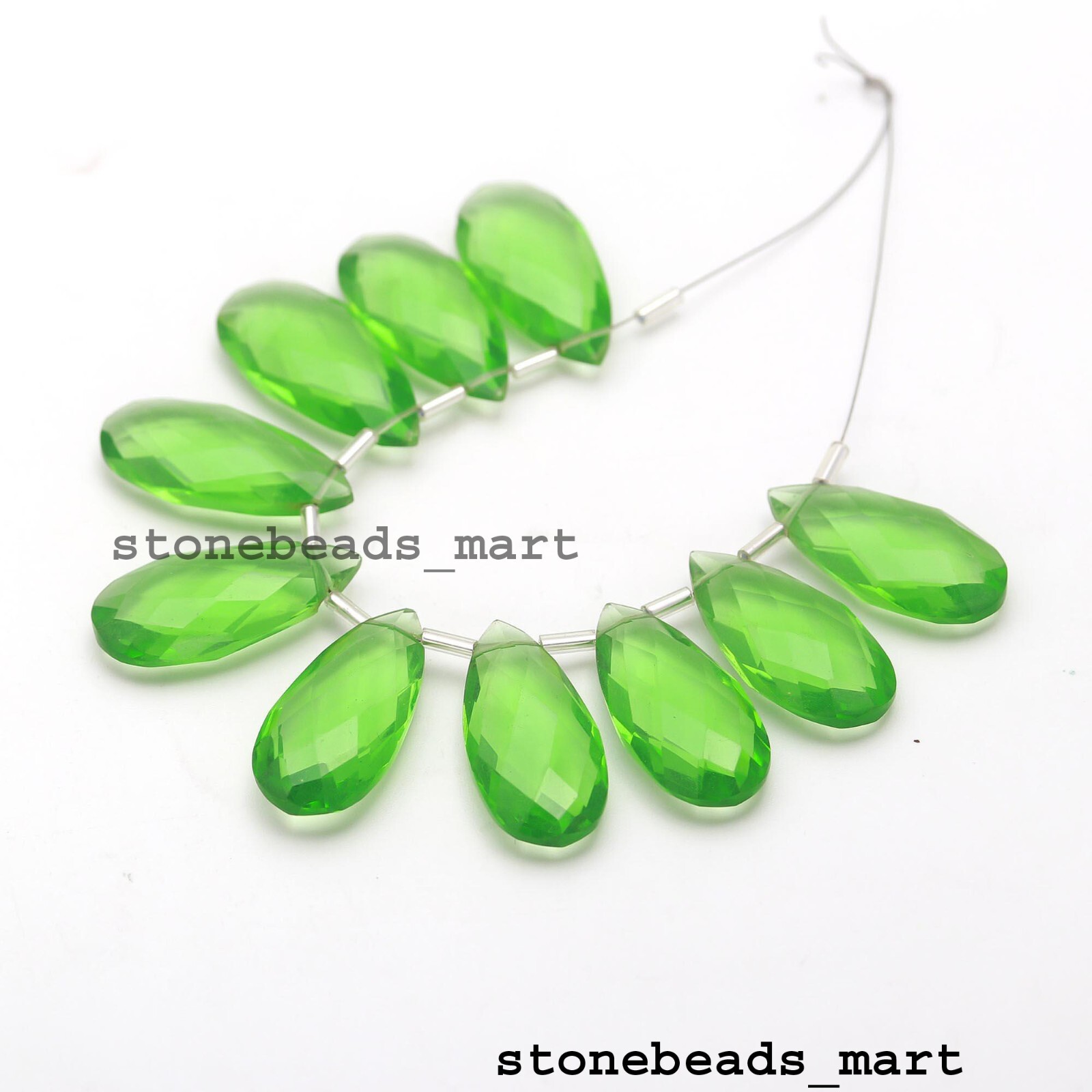 Chrome Diopside Gemstone Hydro Quartz Briolette Faceted 25x12MM 5 Match Pairs