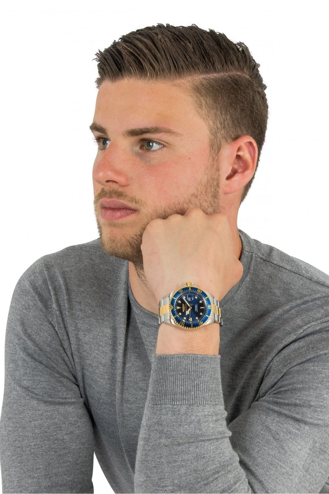 Men’s Pro Diver Quartz Watch with Stainless-Steel Strap, Two Tone, 22 (Model:…