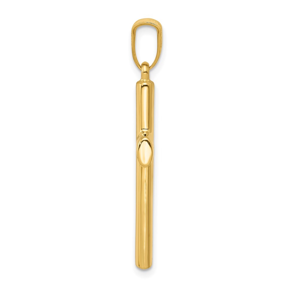 14k Yellow Gold Hollow Cross Charm Pendant L 35.4mm, W 17.5mm
