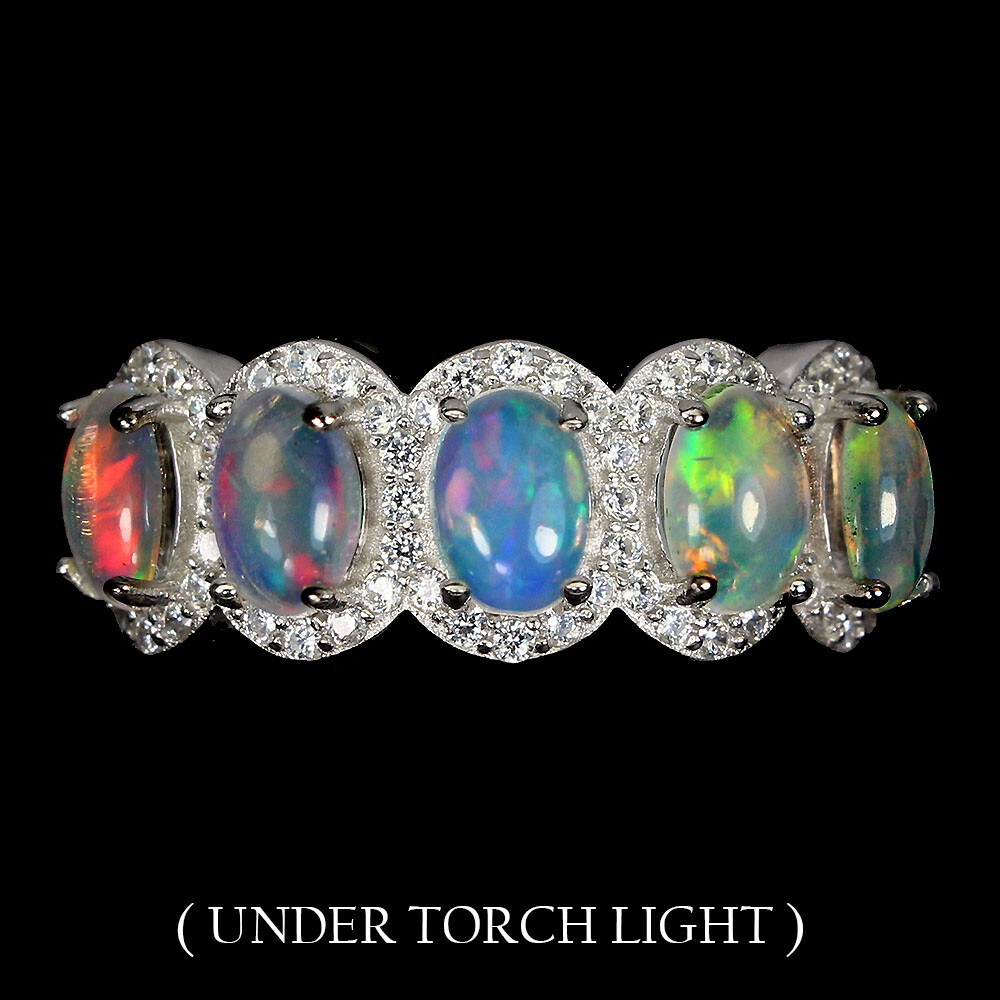 925 Sterling Silver Ring Oval Fire Opal 6x4mm Gemstone Jewelry 8.5
