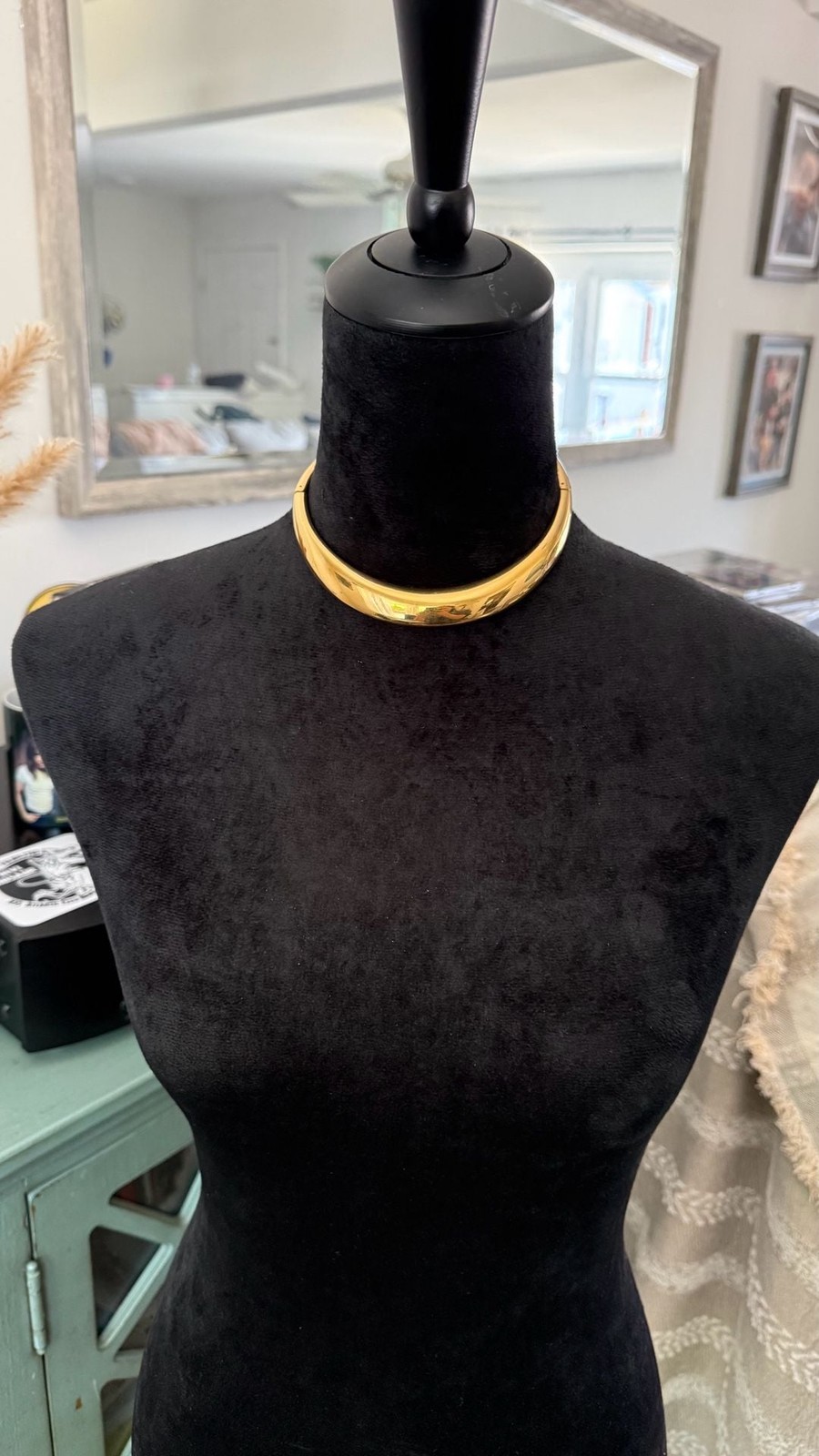 Vintage Lanvin Gold Tone Hinged Choker Necklace