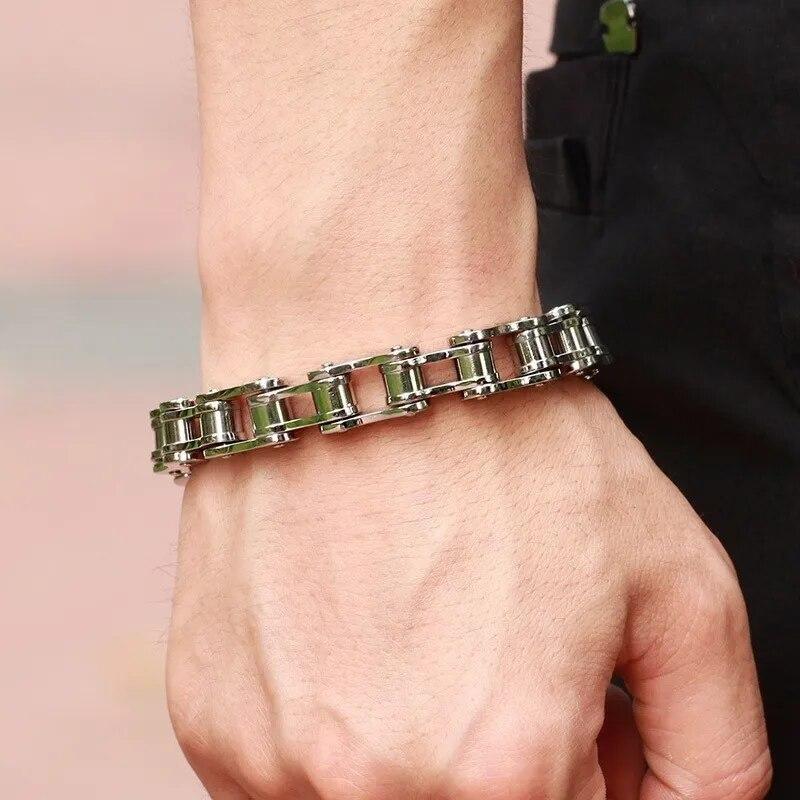 Stainless Steel Biker Chain Bracelet Mens Bracelet Link Chain Motorcycle Bicycle