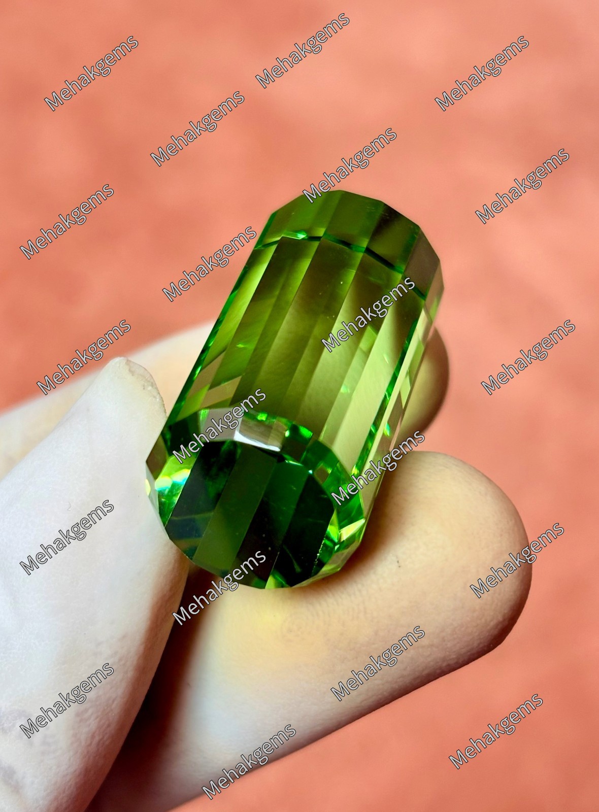 90. Ct Natural Mint Green Topaz Fancy Cube Faceted Loose Gemstone Certified
