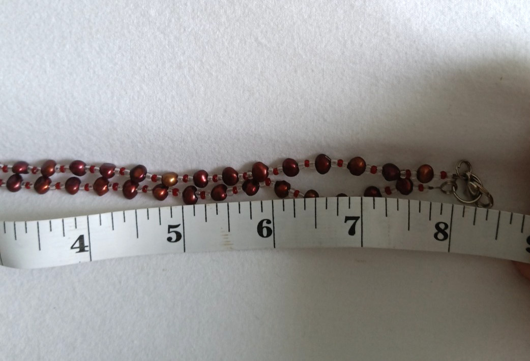 Handmade Red Rose Pendant Beaded Necklace Burgundy Romantic Gothic Boho 16″