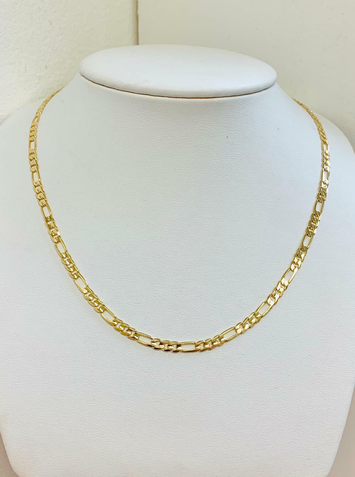 18K Gold Filled Figaro Chain Necklace Mens 24 inch Cadena Figaro Hombre Oro