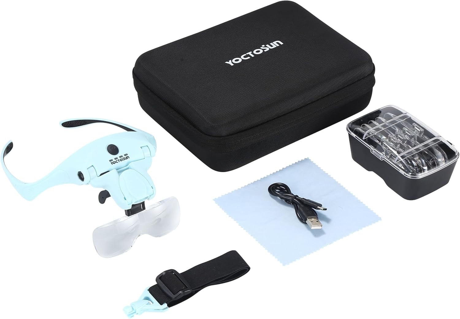 Hands-Free LED Magnifying Glasses with 5 Lenses & Storage Case for Crafts