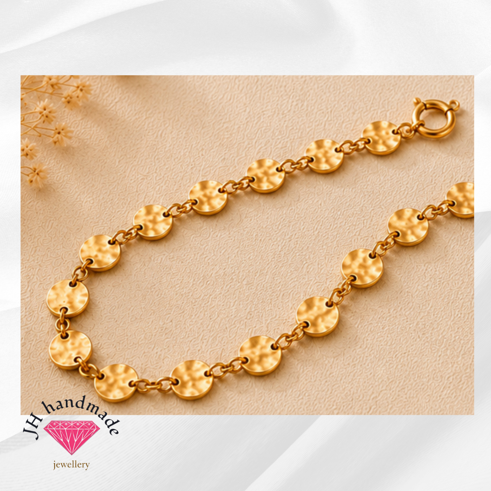 9ct Solid Gold Halo Bracelet Fully Hallmarked Custom Made