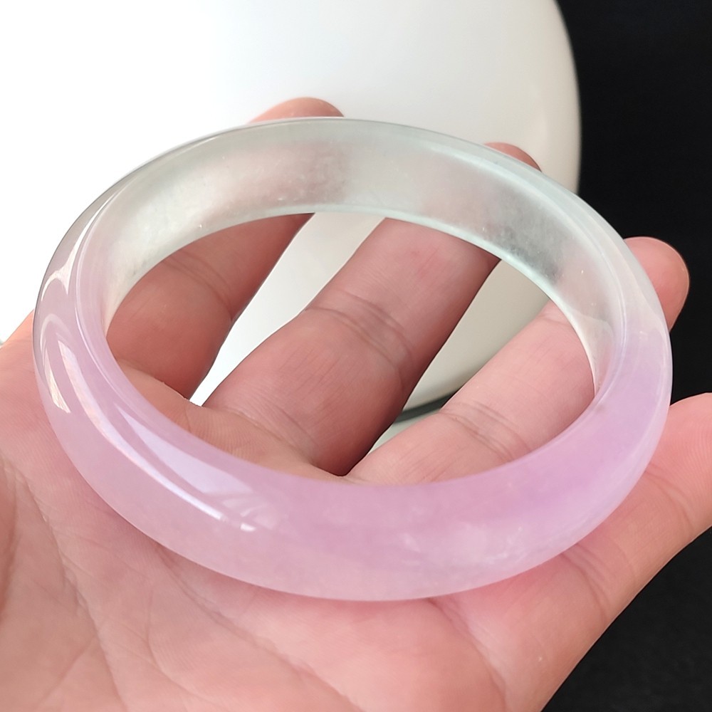 Certified Ice Lavender 65-66mm Natural Burma Jade jadeite Big Bangle Bracelet