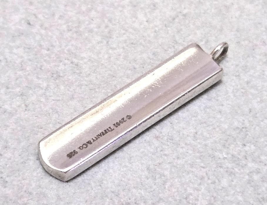 TIFFANY & Co 1837 Bar Plate Pendant Top Sterling Silver Necklace SV925
