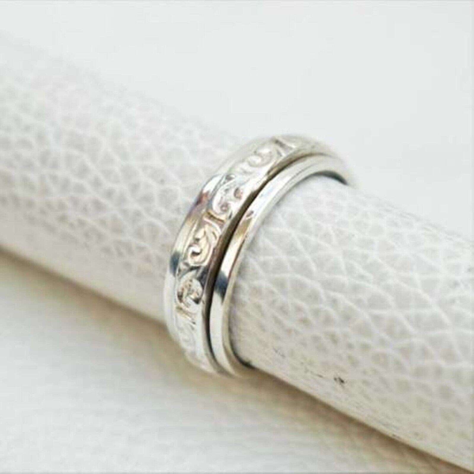 925 Silver Without Stone Women’s Gorgeous Fancy Band Ring 14K White Gold Plated